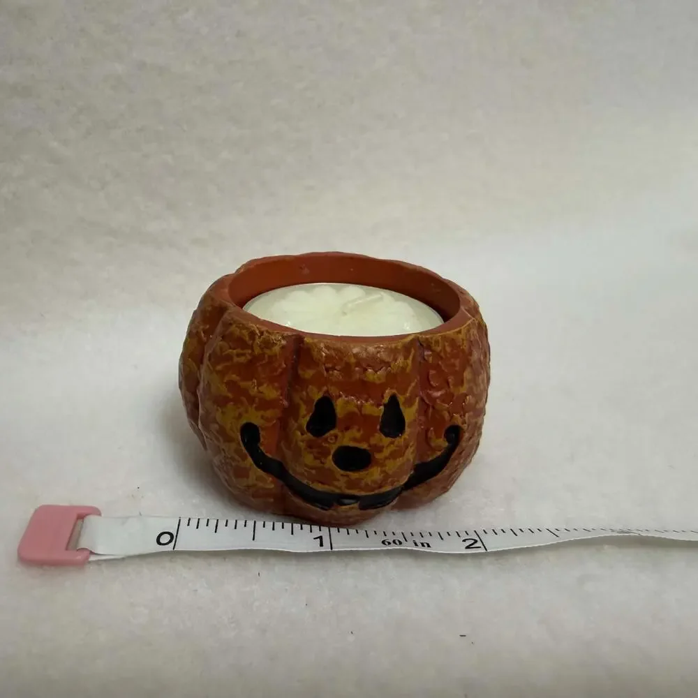 Vintage Crazy Mountain Pumpkin Tealight Holder Halloween Rustic Jack-O-Lantern